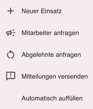 Menü der drei Punkte in der Detailplanung mit dem Eintrag Abgelehnte anfragen