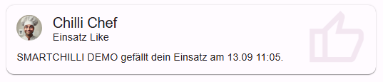 Neuer Eintrag im Aktivitäten-Feed des Mitarbeiters nach einer Gefällt-mir-Markierung