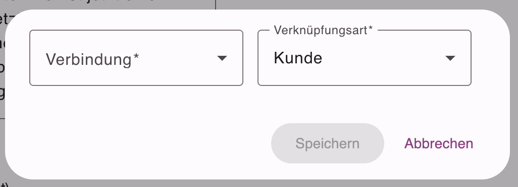 Formular zum manuellen Verknüpfen eines Kunden mit einem externen System