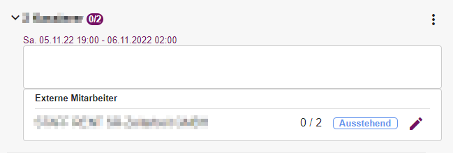 Anfrage an den Dienstleister mit Status ausstehend vor der Annahme