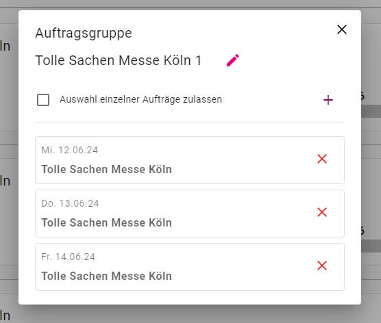 Gruppendetails-Ansicht nach Klick auf das Gruppen-Icon