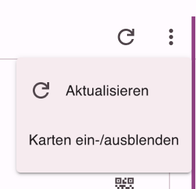 Menü der drei Punkte mit dem Eintrag Karten ein-/ausblenden