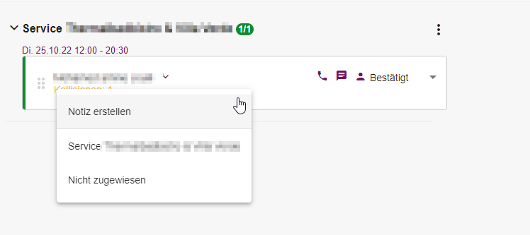 Dialog zum Erstellen einer Notiz für einen Mitarbeiter