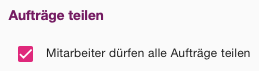 Einstellung zum Aktivieren der Funktion "Aufträge teilen"