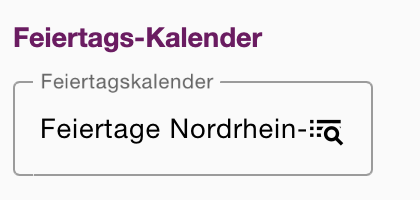 Übersicht der Feiertags-Kalender in den Einstellungen