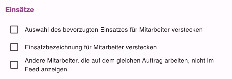 Einstellungen zu Einsätzen in der Disposition