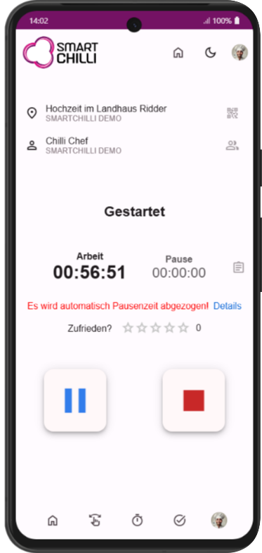 Optimierte SMARTCHILLI-Oberfläche mit Bottom-Bar auf dem Smartphone