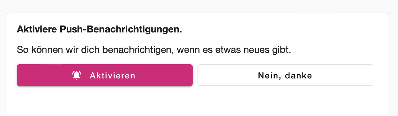 Dialog zum Aktivieren von Push-Nachrichten in SMARTCHILLI