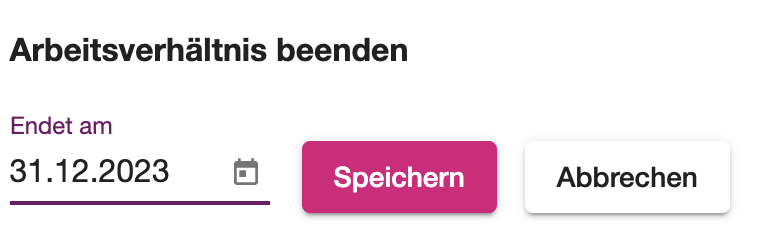 Eingabefeld für das Enddatum des Arbeitsverhältnisses