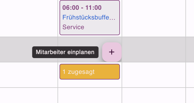 Dialog zum Zuweisen eines Mitarbeiters zu einem Einsatz über das Plus-Symbol