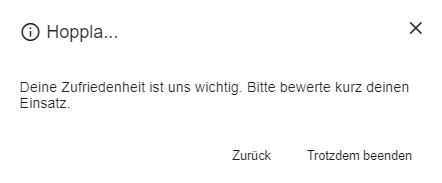 Sternebewertung zur Zufriedenheit nach Beenden des Einsatzes