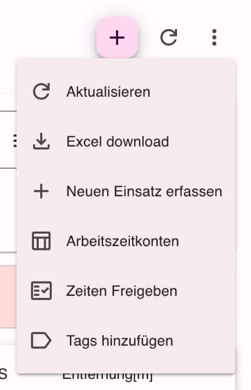 Drei-Punkte-Menü der Zeitübersicht
